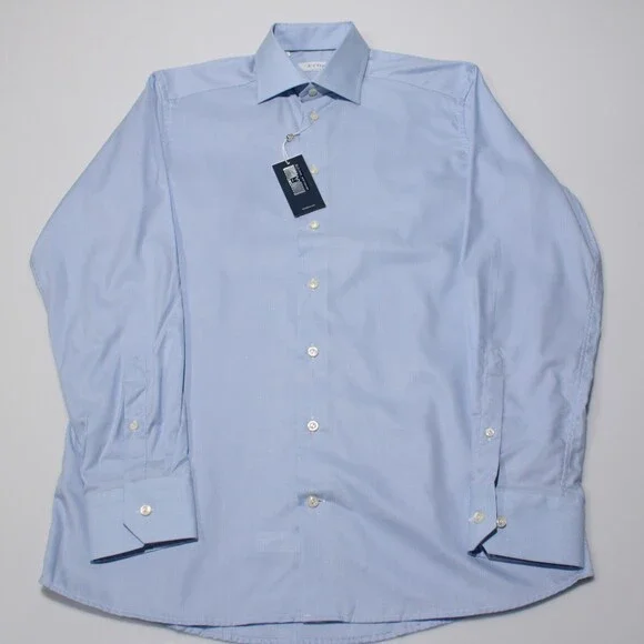 Eton NWD Dress Shirt Size 39 15.5 Contemporary Roughly Solid Blue 100% Cotton - Picture 3 of 12